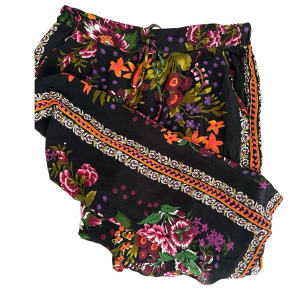 Zara Floral Printed Wide Leg Pull On Culottes Size L - Picture 6 of 8
